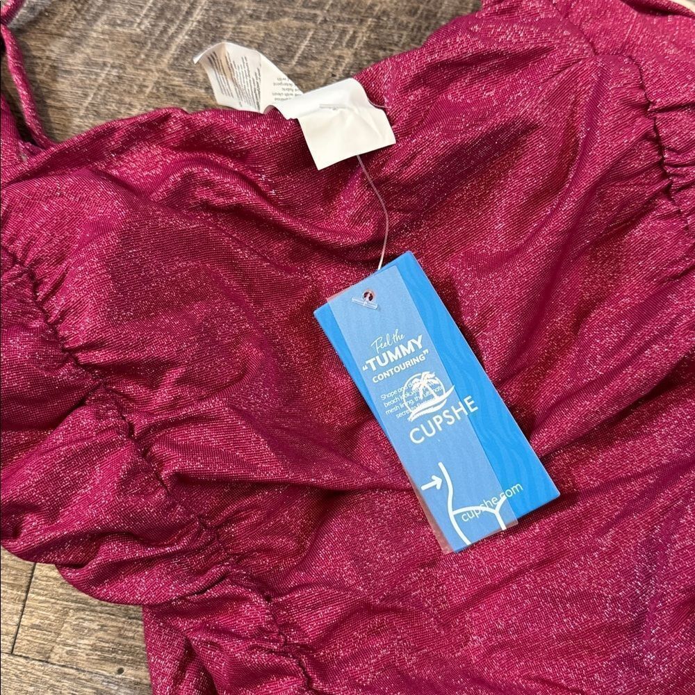 NWT XS Tummy Contouring Shimmery Raspberry One Piece - Picture 7 of 7